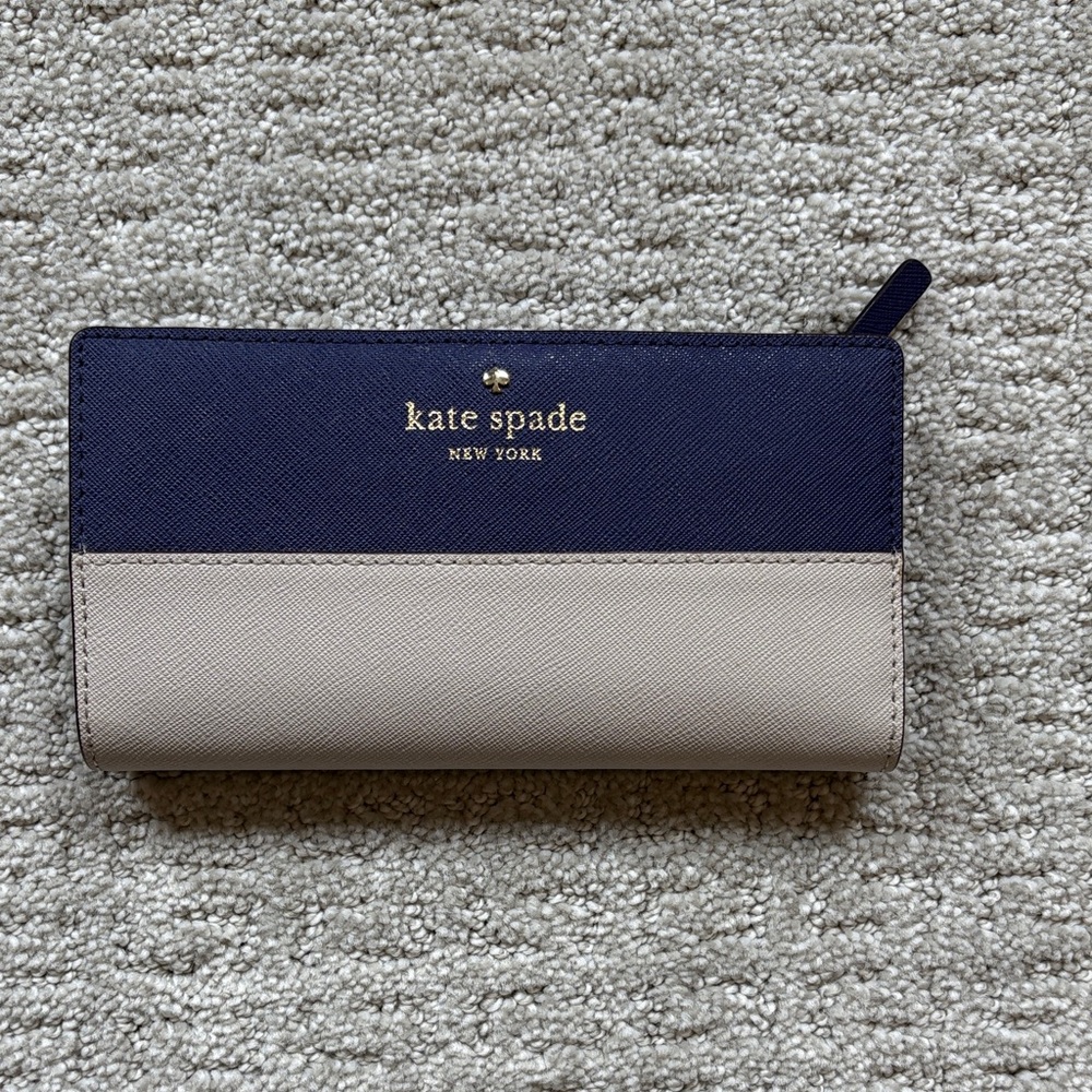 Kate Spade Cedar Street Stacy Wallet Blue and Cream Good Condition